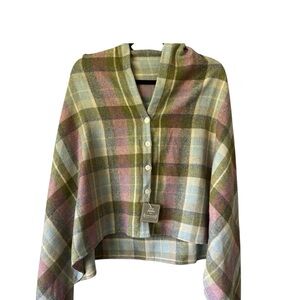 earthsquared Wool Blend Wrap with MOP pearl Button-Up Cape